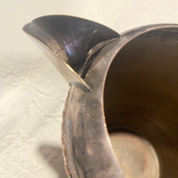 Antique Silver Plate Water Pitcher. ornate Handle  B Rogers  1607 - Picture 10 of 11